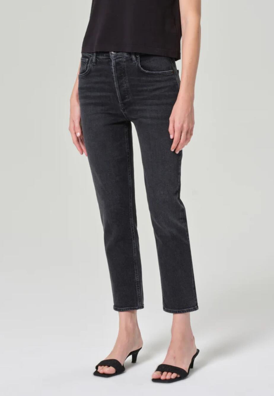 AGOLDE Riley High Rise Straight Leg Crop Jean Panoramic Stretch Women's Size 28